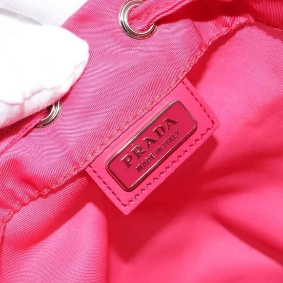 PRADA Pouch Nylon Pink Gold Auth BA7028